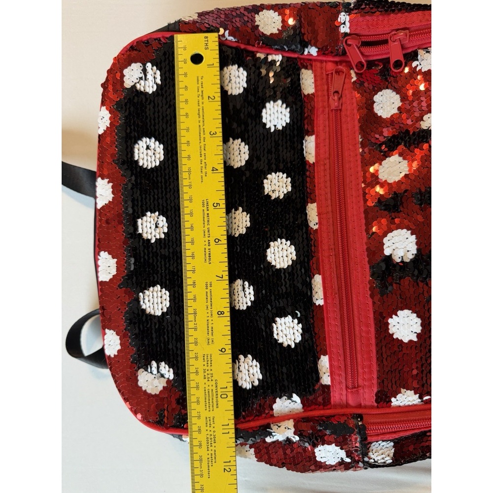 Disney Parks Minnie Mouse Polka Dot Red Sequin Backpack Bag Bow And Ears EUC - Picture 8 of 8